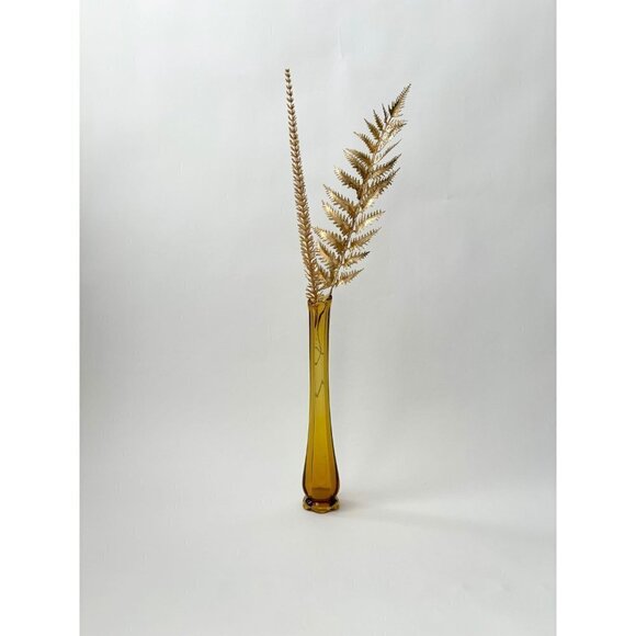 LE Smith MCM Vintage Blown Glass Amber Glass Swung vase - Picture 3 of 10